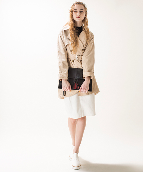 mystic（ミスティック）の「配色トレンチ（トレンチコート・レディース・ベージュ/キャメル/ネイビー・ﾌﾘ-）」の18枚目の写真