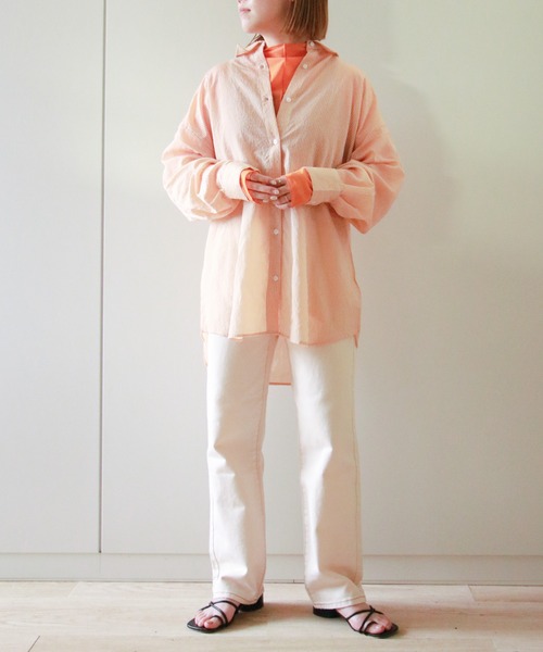 VENCEEXCHANGE(ヴァンスエクスチェンジ)の「ストライプシアーシャツ(シャツ/ブラウス・レディース・オフホワイト/オレンジ/ブルー/グリーン・M)」の21枚目の写真