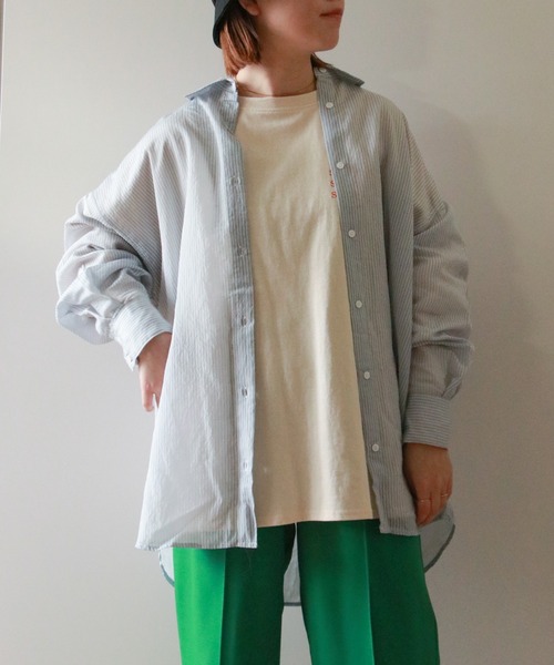 VENCEEXCHANGE(ヴァンスエクスチェンジ)の「ストライプシアーシャツ(シャツ/ブラウス・レディース・オフホワイト/オレンジ/ブルー/グリーン・M)」の22枚目の写真