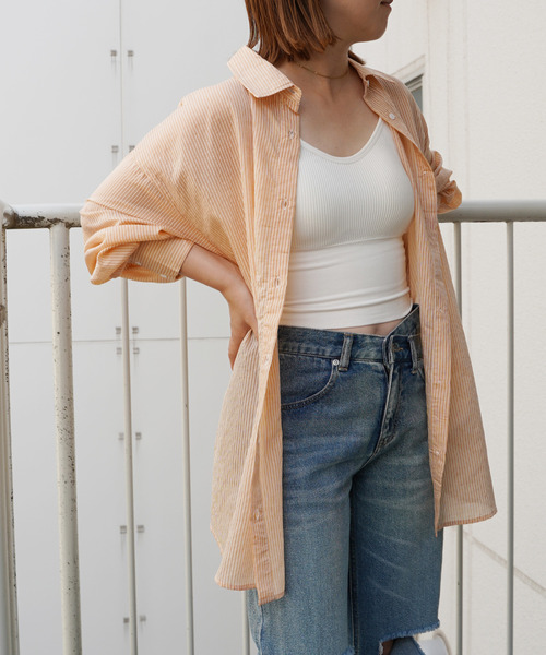 VENCEEXCHANGE(ヴァンスエクスチェンジ)の「ストライプシアーシャツ(シャツ/ブラウス・レディース・オフホワイト/オレンジ/ブルー/グリーン・M)」の19枚目の写真