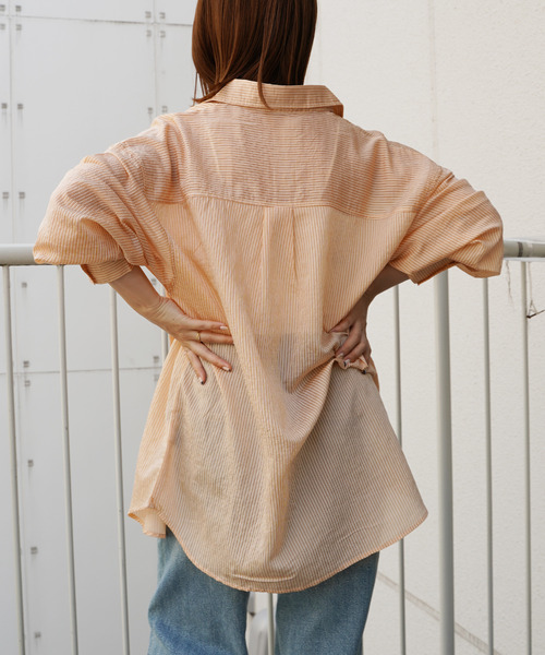 VENCEEXCHANGE(ヴァンスエクスチェンジ)の「ストライプシアーシャツ(シャツ/ブラウス・レディース・オフホワイト/オレンジ/ブルー/グリーン・M)」の18枚目の写真