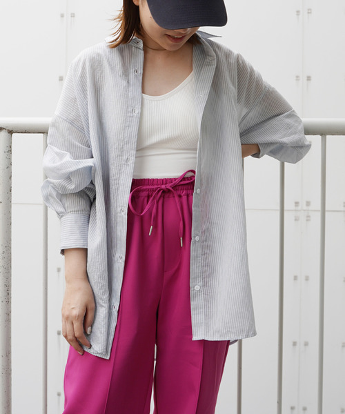 VENCEEXCHANGE(ヴァンスエクスチェンジ)の「ストライプシアーシャツ(シャツ/ブラウス・レディース・オフホワイト/オレンジ/ブルー/グリーン・M)」の15枚目の写真