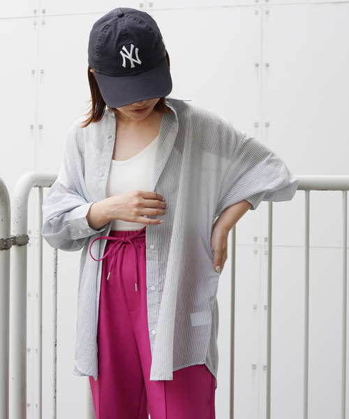 VENCEEXCHANGE(ヴァンスエクスチェンジ)の「ストライプシアーシャツ(シャツ/ブラウス・レディース・オフホワイト/オレンジ/ブルー/グリーン・M)」の14枚目の写真