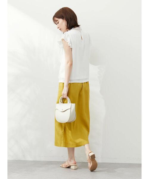 Green　Parks（グリーンパークス）の「ベルギーリネン混 タイトスカート（スカート・レディース・イエロー/チェック/ベージュ/グリーン・FREE）」の7枚目の写真