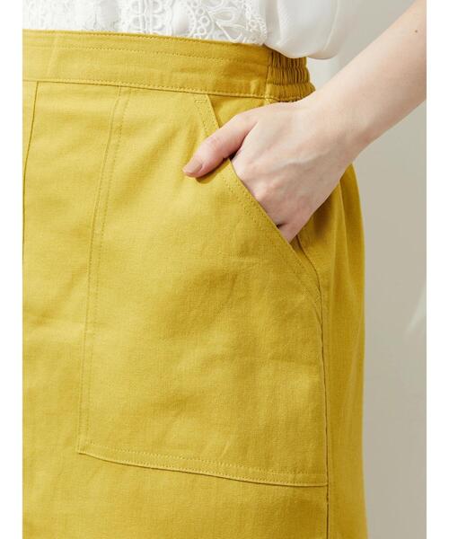 Green　Parks（グリーンパークス）の「ベルギーリネン混 タイトスカート（スカート・レディース・イエロー/チェック/ベージュ/グリーン・FREE）」の10枚目の写真