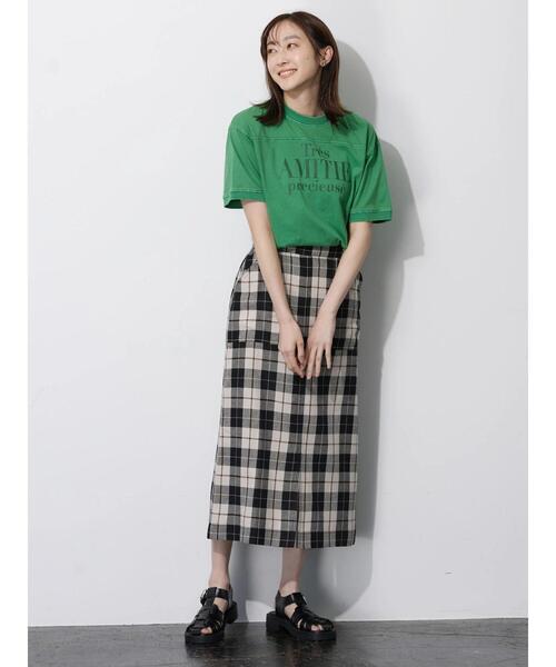 Green　Parks（グリーンパークス）の「ベルギーリネン混 タイトスカート（スカート・レディース・イエロー/チェック/ベージュ/グリーン・FREE）」の12枚目の写真