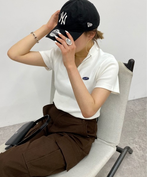 WHO'S WHO gallery（フーズフーギャラリー）の「【SLOPPY/スロッピー】リブハーフジップ（Tシャツ/カットソー・レディース・ライトグレー/ブラック/ブラウン/オフホワイト・FREE）」の12枚目の写真