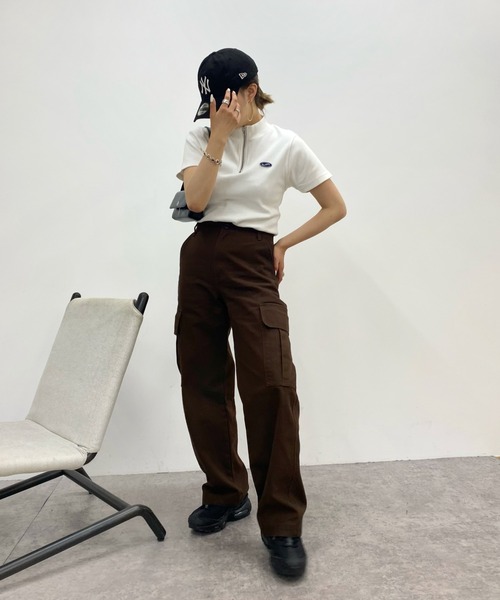 WHO'S WHO gallery（フーズフーギャラリー）の「【SLOPPY/スロッピー】リブハーフジップ（Tシャツ/カットソー・レディース・ライトグレー/ブラック/ブラウン/オフホワイト・FREE）」の14枚目の写真