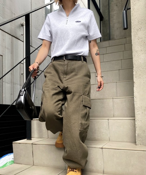 WHO'S WHO gallery（フーズフーギャラリー）の「【SLOPPY/スロッピー】リブハーフジップ（Tシャツ/カットソー・レディース・ライトグレー/ブラック/ブラウン/オフホワイト・FREE）」の15枚目の写真