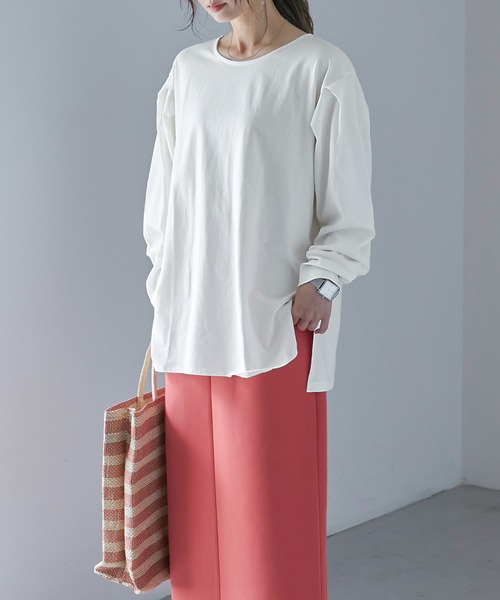 Fashion Letter（ファッションレター）の「[M-5L]袖タックロングスリーブTEE（Tシャツ/カットソー・レディース・ブラック/オフホワイト/杢グレー/グレイッシュベージュ・M～Ｌ/4L～5L/LL～3L）」の8枚目の写真