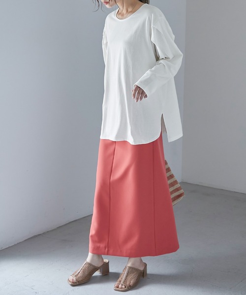 Fashion Letter（ファッションレター）の「[M-5L]袖タックロングスリーブTEE（Tシャツ/カットソー・レディース・ブラック/オフホワイト/杢グレー/グレイッシュベージュ・M～Ｌ/4L～5L/LL～3L）」の10枚目の写真