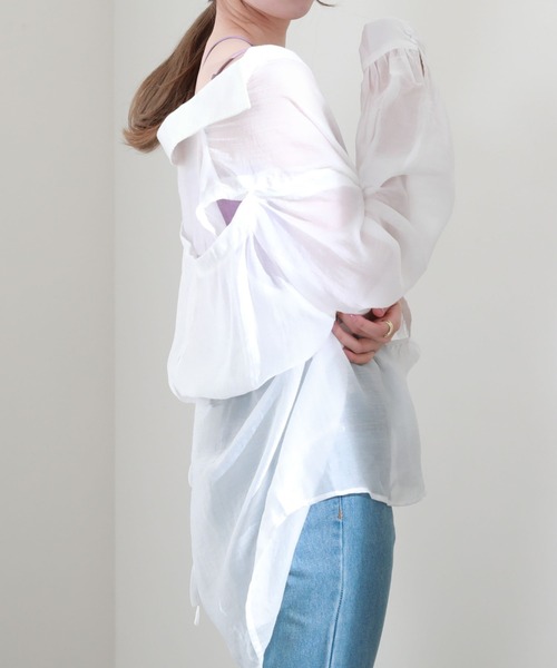 archives（アルシーヴ）の「マルチＷＡＹ袖取外しシャツ（シャツ/ブラウス・レディース・レンガ/オレンジ/グリーン/オフホワイト・MEDIUM）」の6枚目の写真