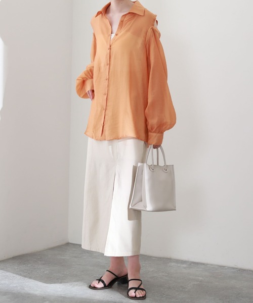 archives（アルシーヴ）の「マルチＷＡＹ袖取外しシャツ（シャツ/ブラウス・レディース・レンガ/オレンジ/グリーン/オフホワイト・MEDIUM）」の8枚目の写真