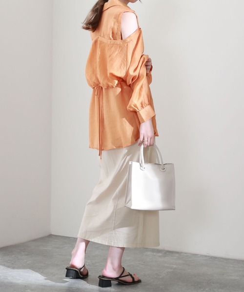 archives（アルシーヴ）の「マルチＷＡＹ袖取外しシャツ（シャツ/ブラウス・レディース・レンガ/オレンジ/グリーン/オフホワイト・MEDIUM）」の10枚目の写真