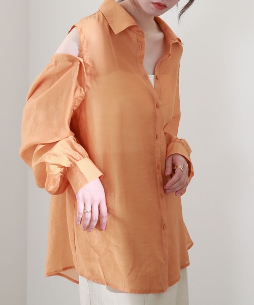 archives（アルシーヴ）の「マルチＷＡＹ袖取外しシャツ（シャツ/ブラウス・レディース・レンガ/オレンジ/グリーン/オフホワイト・MEDIUM）」の11枚目の写真