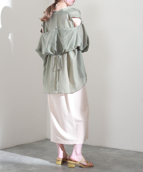 archives（アルシーヴ）の「マルチＷＡＹ袖取外しシャツ（シャツ/ブラウス・レディース・レンガ/オレンジ/グリーン/オフホワイト・MEDIUM）」の21枚目の写真