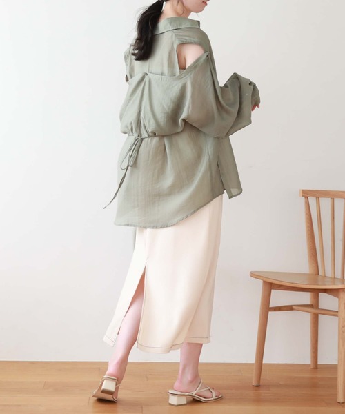 archives（アルシーヴ）の「マルチＷＡＹ袖取外しシャツ（シャツ/ブラウス・レディース・レンガ/オレンジ/グリーン/オフホワイト・MEDIUM）」の18枚目の写真