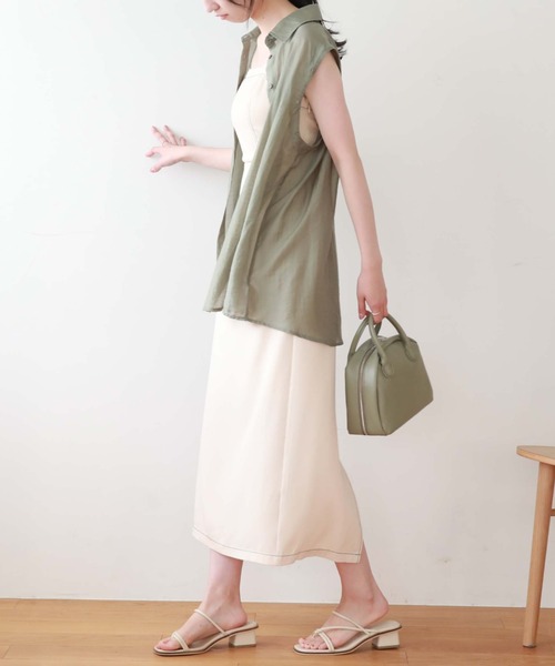 archives（アルシーヴ）の「マルチＷＡＹ袖取外しシャツ（シャツ/ブラウス・レディース・レンガ/オレンジ/グリーン/オフホワイト・MEDIUM）」の14枚目の写真