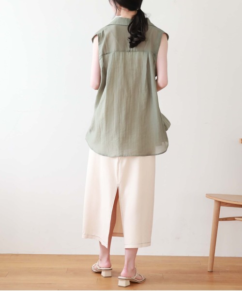 archives（アルシーヴ）の「マルチＷＡＹ袖取外しシャツ（シャツ/ブラウス・レディース・レンガ/オレンジ/グリーン/オフホワイト・MEDIUM）」の16枚目の写真