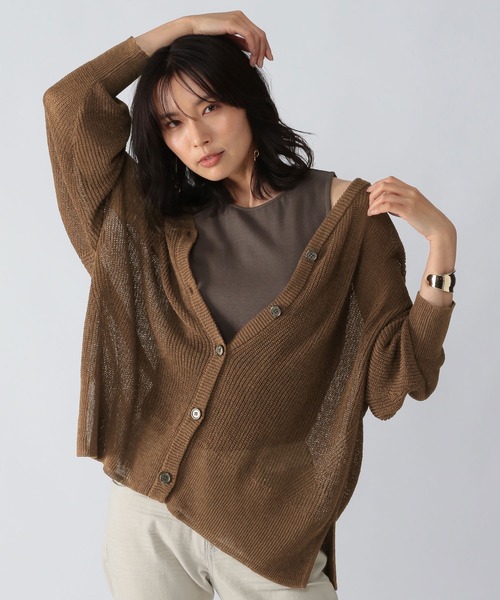 BARNYARDSTORM（バンヤードストーム）の「BARNYARDSTORM / 2WAYライトカーデ（カーディガン/ボレロ・レディース・ブラウン/オフホワイト/チャコール・FREE）」の19枚目の写真