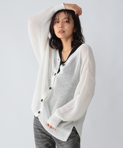 BARNYARDSTORM（バンヤードストーム）の「BARNYARDSTORM / 2WAYライトカーデ（カーディガン/ボレロ・レディース・ブラウン/オフホワイト/チャコール・FREE）」の16枚目の写真