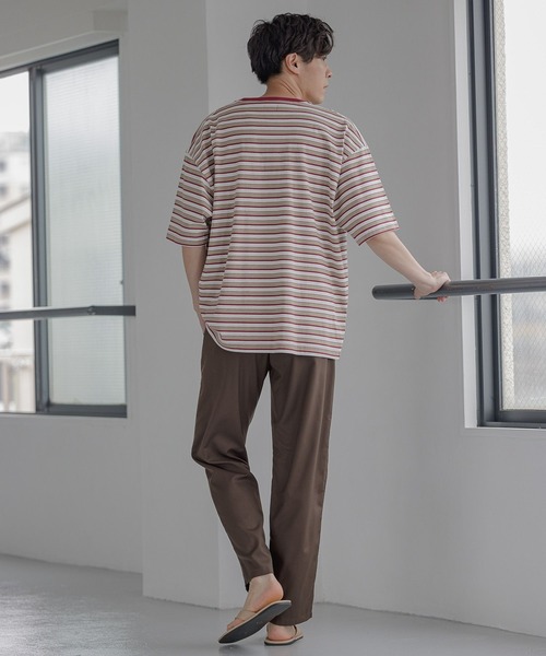 LAKOLE（ラコレ）の「ボーダー刺繍Tシャツ / 347769（Tシャツ/カットソー・メンズ・ベージュ/イエロー/グリーン・MEDIUM/LARGE）」の7枚目の写真