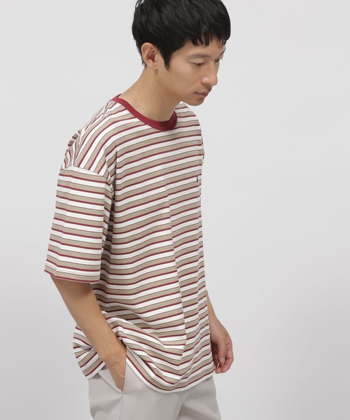 LAKOLE（ラコレ）の「ボーダー刺繍Tシャツ / 347769（Tシャツ/カットソー・メンズ・ベージュ/イエロー/グリーン・MEDIUM/LARGE）」の14枚目の写真