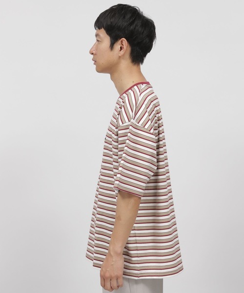 LAKOLE（ラコレ）の「ボーダー刺繍Tシャツ / 347769（Tシャツ/カットソー・メンズ・ベージュ/イエロー/グリーン・MEDIUM/LARGE）」の16枚目の写真