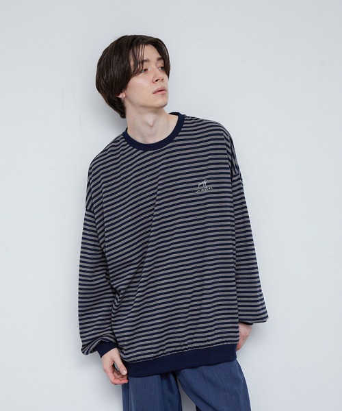 JUNRED（ジュンレッド）の「クラスターボーダー ワイドバルーンプルオーバー（Tシャツ/カットソー・メンズ・チャコールグレー/キナリ・S/M/L）」の19枚目の写真