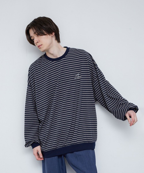 JUNRED（ジュンレッド）の「クラスターボーダー ワイドバルーンプルオーバー（Tシャツ/カットソー・メンズ・チャコールグレー/キナリ・S/M/L）」の20枚目の写真