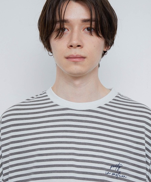 JUNRED（ジュンレッド）の「クラスターボーダー ワイドバルーンプルオーバー（Tシャツ/カットソー・メンズ・チャコールグレー/キナリ・S/M/L）」の14枚目の写真