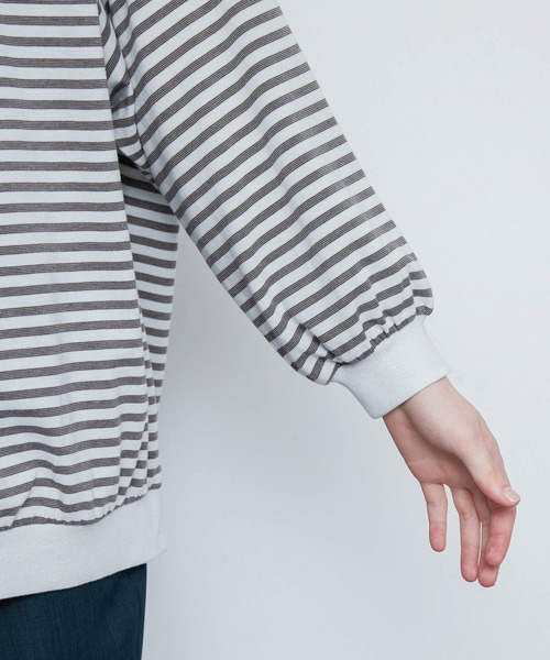 JUNRED（ジュンレッド）の「クラスターボーダー ワイドバルーンプルオーバー（Tシャツ/カットソー・メンズ・チャコールグレー/キナリ・S/M/L）」の16枚目の写真