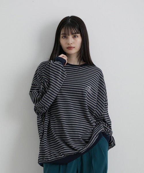 JUNRED（ジュンレッド）の「クラスターボーダー ワイドバルーンプルオーバー（Tシャツ/カットソー・メンズ・チャコールグレー/キナリ・S/M/L）」の22枚目の写真