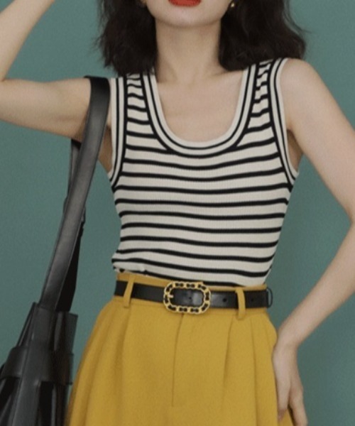 MANGROVE（マングローブ）の「バイカラーマルチボーダータンクトップ（タンクトップ・レディース・ブラック/パープル/オレンジ/グリーン・FREE）」の17枚目の写真