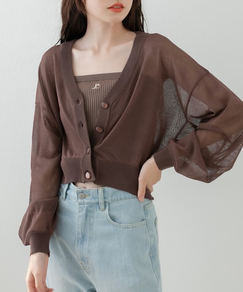 OLIVE des OLIVE（オリーブデオリーブ）の「シアカーディガン（カーディガン/ボレロ・レディース・ブラック/ブラウン/オフホワイト/ピンク系その他・FREE）」の3枚目の写真