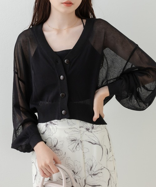 OLIVE des OLIVE（オリーブデオリーブ）の「シアカーディガン（カーディガン/ボレロ・レディース・ブラック/ブラウン/オフホワイト/ピンク系その他・FREE）」の2枚目の写真