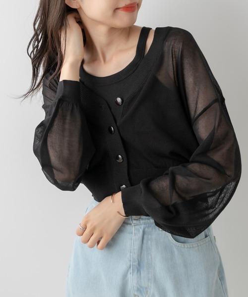 OLIVE des OLIVE（オリーブデオリーブ）の「シアカーディガン（カーディガン/ボレロ・レディース・ブラック/ブラウン/オフホワイト/ピンク系その他・FREE）」の5枚目の写真