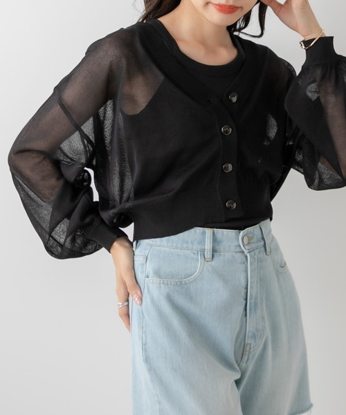 OLIVE des OLIVE（オリーブデオリーブ）の「シアカーディガン（カーディガン/ボレロ・レディース・ブラック/ブラウン/オフホワイト/ピンク系その他・FREE）」の9枚目の写真