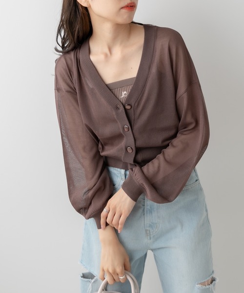 OLIVE des OLIVE（オリーブデオリーブ）の「シアカーディガン（カーディガン/ボレロ・レディース・ブラック/ブラウン/オフホワイト/ピンク系その他・FREE）」の6枚目の写真