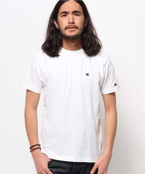 Champion（チャンピオン）の「WEGO/Champion刺繍Tシャツ（Tシャツ/カットソー・メンズ・ホワイト/杢グレー/ネイビー・MEDIUM/LARGE）」の2枚目の写真