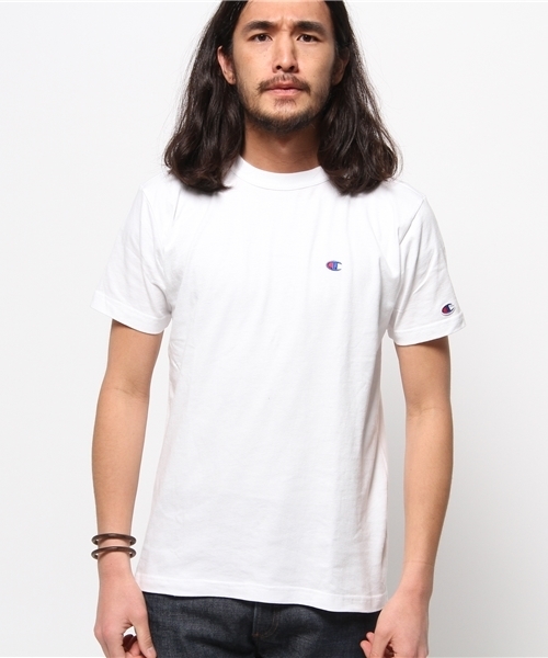 Champion（チャンピオン）の「WEGO/Champion刺繍Tシャツ（Tシャツ/カットソー・メンズ・ホワイト/杢グレー/ネイビー・MEDIUM/LARGE）」の6枚目の写真