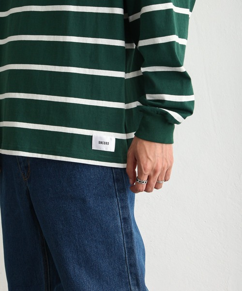UNCORD（アンコード）の「【UNCORD】LOOSE BORDER L/S T-SHIRT/ボーダーロングスリーブ長袖Tシャツ（Tシャツ/カットソー・メンズ・ブルー/グリーン/ホワイト×ブラック/ブラック×ホワイト・MEDIUM/LARGE/X-LARGE）」の10枚目の写真