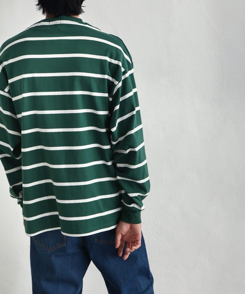 UNCORD（アンコード）の「【UNCORD】LOOSE BORDER L/S T-SHIRT/ボーダーロングスリーブ長袖Tシャツ（Tシャツ/カットソー・メンズ・ブルー/グリーン/ホワイト×ブラック/ブラック×ホワイト・MEDIUM/LARGE/X-LARGE）」の13枚目の写真