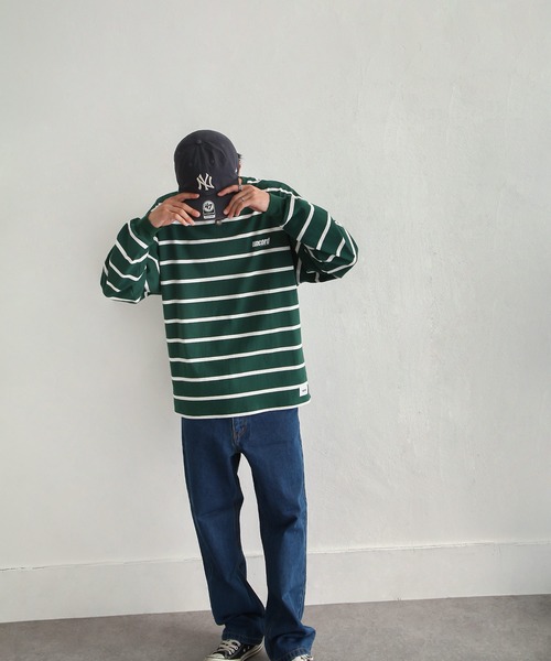 UNCORD（アンコード）の「【UNCORD】LOOSE BORDER L/S T-SHIRT/ボーダーロングスリーブ長袖Tシャツ（Tシャツ/カットソー・メンズ・ブルー/グリーン/ホワイト×ブラック/ブラック×ホワイト・MEDIUM/LARGE/X-LARGE）」の12枚目の写真