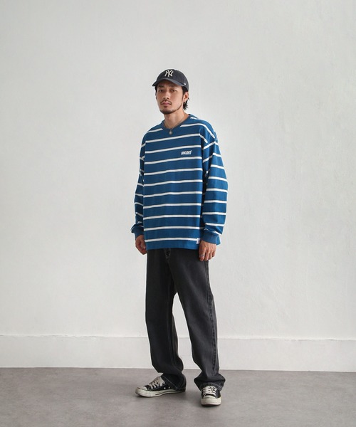 UNCORD（アンコード）の「【UNCORD】LOOSE BORDER L/S T-SHIRT/ボーダーロングスリーブ長袖Tシャツ（Tシャツ/カットソー・メンズ・ブルー/グリーン/ホワイト×ブラック/ブラック×ホワイト・MEDIUM/LARGE/X-LARGE）」の14枚目の写真