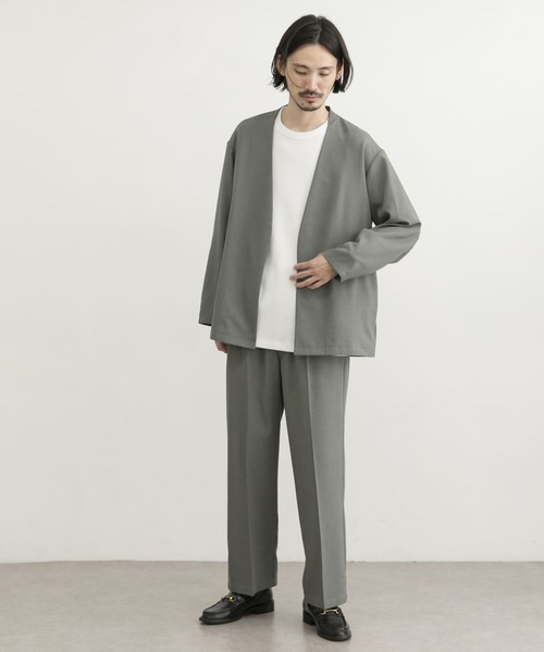 【アーバンリサーチ】ジャケット Mネイビー トロワッシャーノーカラージャケット URBAN RESEARCH（アーバンリサーチ）の「『セットアップ対応
