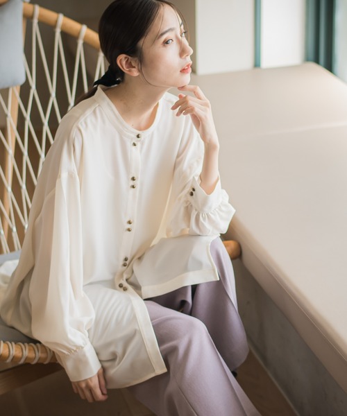 Web別注 バンドカラーダブルボタンシャツ 洗濯機で洗える 前後2way シャツ ブラウス Droite Lautreamont ドロワットロートレアモン のファッション通販 Zozotown