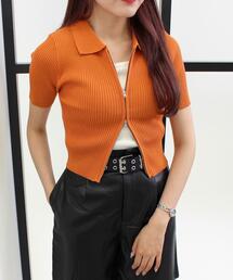 INGNI | 襟付フロントZIPニットカーディガン(カーディガン/ボレロ)