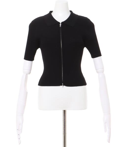 INGNI（イング）の「襟付フロントZIPニットカーディガン（カーディガン/ボレロ・レディース・ブラック/オフホワイト/オレンジ/ブルー・M）」の5枚目の写真