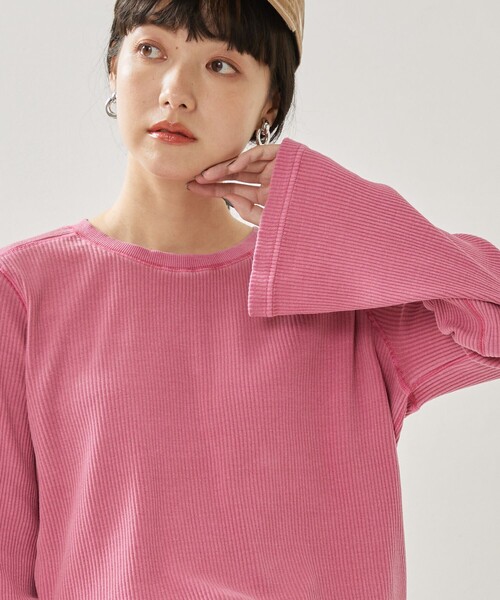 FREAK'S STORE（フリークスストア）の「ピグメントリブクルーネック（Tシャツ/カットソー・レディース・ブラック/ピンク/ブルー/グリーン・ﾌﾘ-）」の4枚目の写真